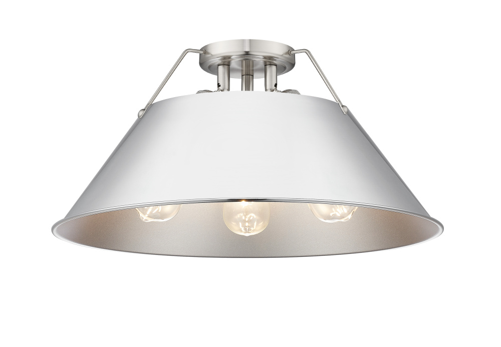Yep by Golden Lighting Orwell 3-light Flush Mount in Pewter and Chrome shade